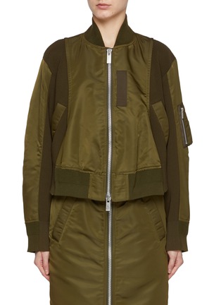 Main View - Click To Enlarge - SACAI - Two-Toned Cropped Bomber Jacket