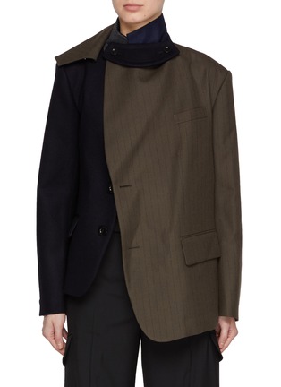 Main View - Click To Enlarge - SACAI - Two-toned Asymmetrical Wool Jacket