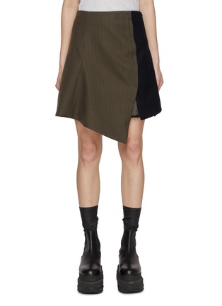 Main View - Click To Enlarge - SACAI - Two-Toned Asymmetrical Wool Skirt