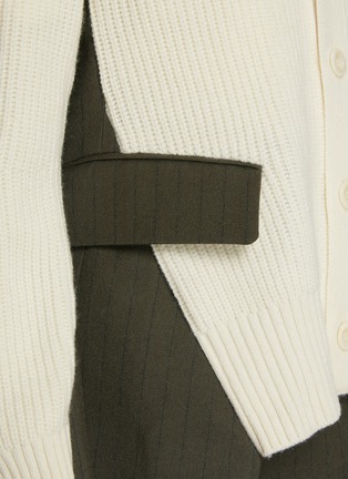  - SACAI - Hybrid Chalk Stripe Wool Knit Cardigan