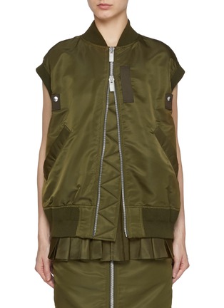 Main View - Click To Enlarge - SACAI - Cap Sleeves Twill Gilet