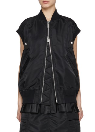 Main View - Click To Enlarge - SACAI - Cap Sleeves Twill Gilet