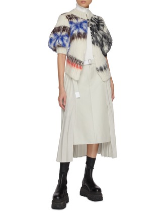 Figure View - Click To Enlarge - SACAI - Nordic Double Collar Print Zip Up Cardigan