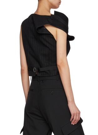 Back View - Click To Enlarge - SACAI - Asymmetrical Chalk Stripe Melton Vest