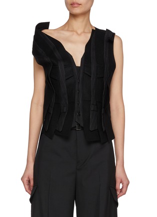 Main View - Click To Enlarge - SACAI - Asymmetrical Chalk Stripe Melton Vest