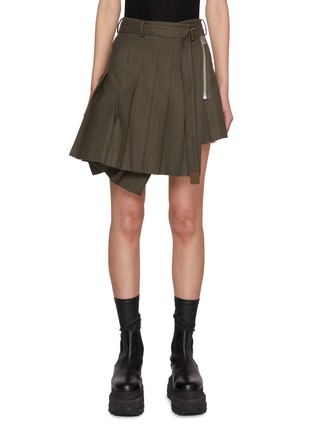 Main View - Click To Enlarge - SACAI - Asymmetrical Chalk Striped Pleated Skirt