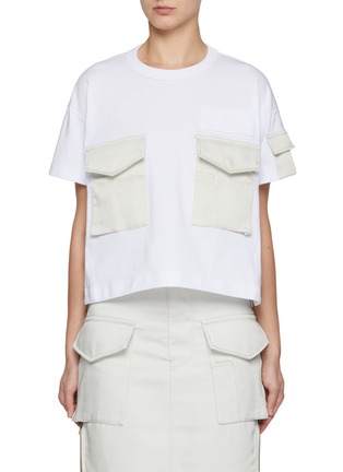 Main View - Click To Enlarge - SACAI - x Spiewak Faux Multi Pocket Cotton T-shirt