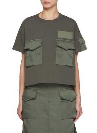 Main View - Click To Enlarge - SACAI - x Spiewak Faux Multi Pocket Cotton T-shirt