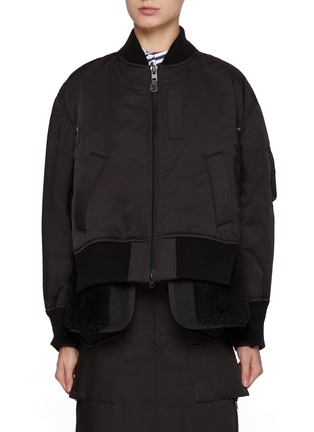 Main View - Click To Enlarge - SACAI - x Spiewak Faux Shearling Lined Patch Bomber Jacket