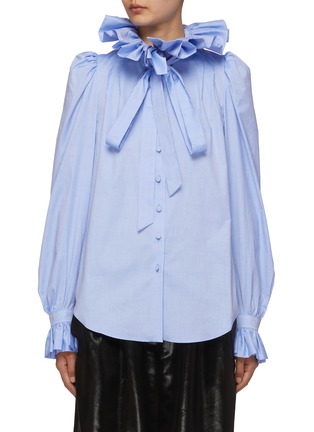 Main View - Click To Enlarge - PRUNE GOLDSCHMIDT - Medici Collar Ruffled Cotton Poplin Shirt