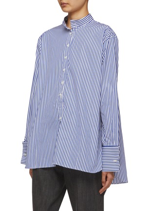 Detail View - Click To Enlarge - PRUNE GOLDSCHMIDT - Liquette Striped Ruffled Cotton Shirt