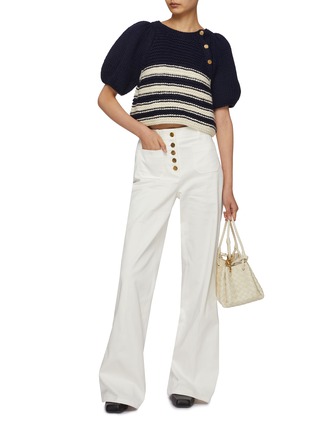 Figure View - Click To Enlarge - PRUNE GOLDSCHMIDT - Cropped Striped Knit Top