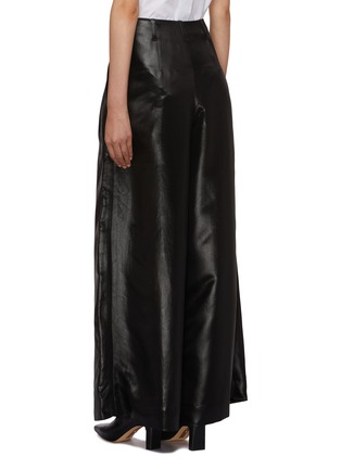 Back View - Click To Enlarge - PRUNE GOLDSCHMIDT - Raso Pleated Flared Leg Pants