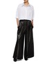 Figure View - Click To Enlarge - PRUNE GOLDSCHMIDT - Raso Pleated Flared Leg Pants