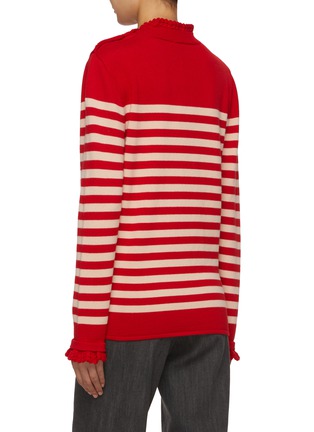 Back View - Click To Enlarge - PRUNE GOLDSCHMIDT - Sailor Ruffled Striped Wool Sweater