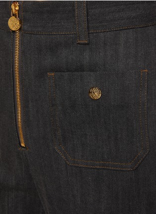  - PRUNE GOLDSCHMIDT - High Waisted Patch Pocket Flared Denim Pants