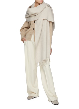 Figure View - Click To Enlarge - BRUNELLO CUCINELLI - Fringe Hem Cashmere Wool Scarf