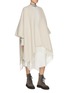 Front View - Click To Enlarge - BRUNELLO CUCINELLI - Aperto Fringe Hem Cashmere Wool Poncho