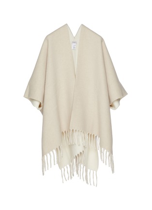 Main View - Click To Enlarge - BRUNELLO CUCINELLI - Aperto Fringe Hem Cashmere Wool Poncho