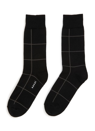 Main View - Click To Enlarge - SACAI - Gridline Cotton Windowpane Socks