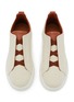 Detail View - Click To Enlarge - ERMENEGILDO ZEGNA - Triple Stitch Low Top Cotton Leather Sneakers