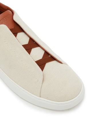 Detail View - Click To Enlarge - ERMENEGILDO ZEGNA - Triple Stitch Low Top Cotton Leather Sneakers