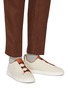 Figure View - Click To Enlarge - ERMENEGILDO ZEGNA - Triple Stitch Low Top Cotton Leather Sneakers