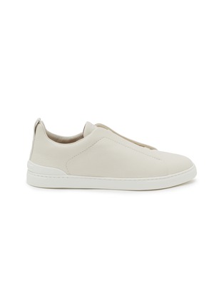 Main View - Click To Enlarge - ERMENEGILDO ZEGNA - Triple Stitch Low Top Leather Sneakers