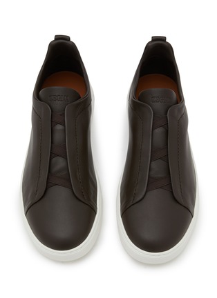 Detail View - Click To Enlarge - ERMENEGILDO ZEGNA - Triple Stitch Low Top Leather Sneakers