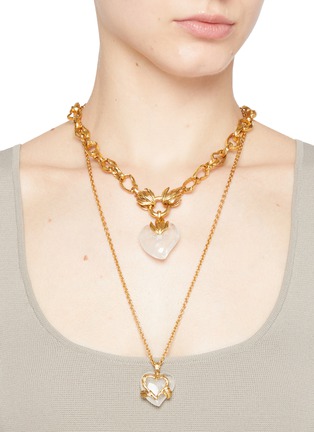 Figure View - Click To Enlarge - GOOSSENS - Coeur Précieux Heart Gold-Plated Chain Necklace