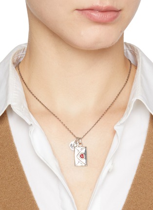 Figure View - Click To Enlarge - GOOSSENS - Collier Lettre Talisman Love Palladium Plated Brass Resin Chain Neckalce