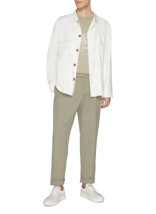 Figure View - Click To Enlarge - BRUNELLO CUCINELLI - Dyed Gabardine Cotton Gurkha Pants