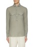 Main View - Click To Enlarge - BRUNELLO CUCINELLI - Half Placket Linen Cotton Shirt