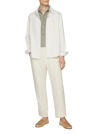 Figure View - Click To Enlarge - BRUNELLO CUCINELLI - Half Placket Linen Cotton Shirt