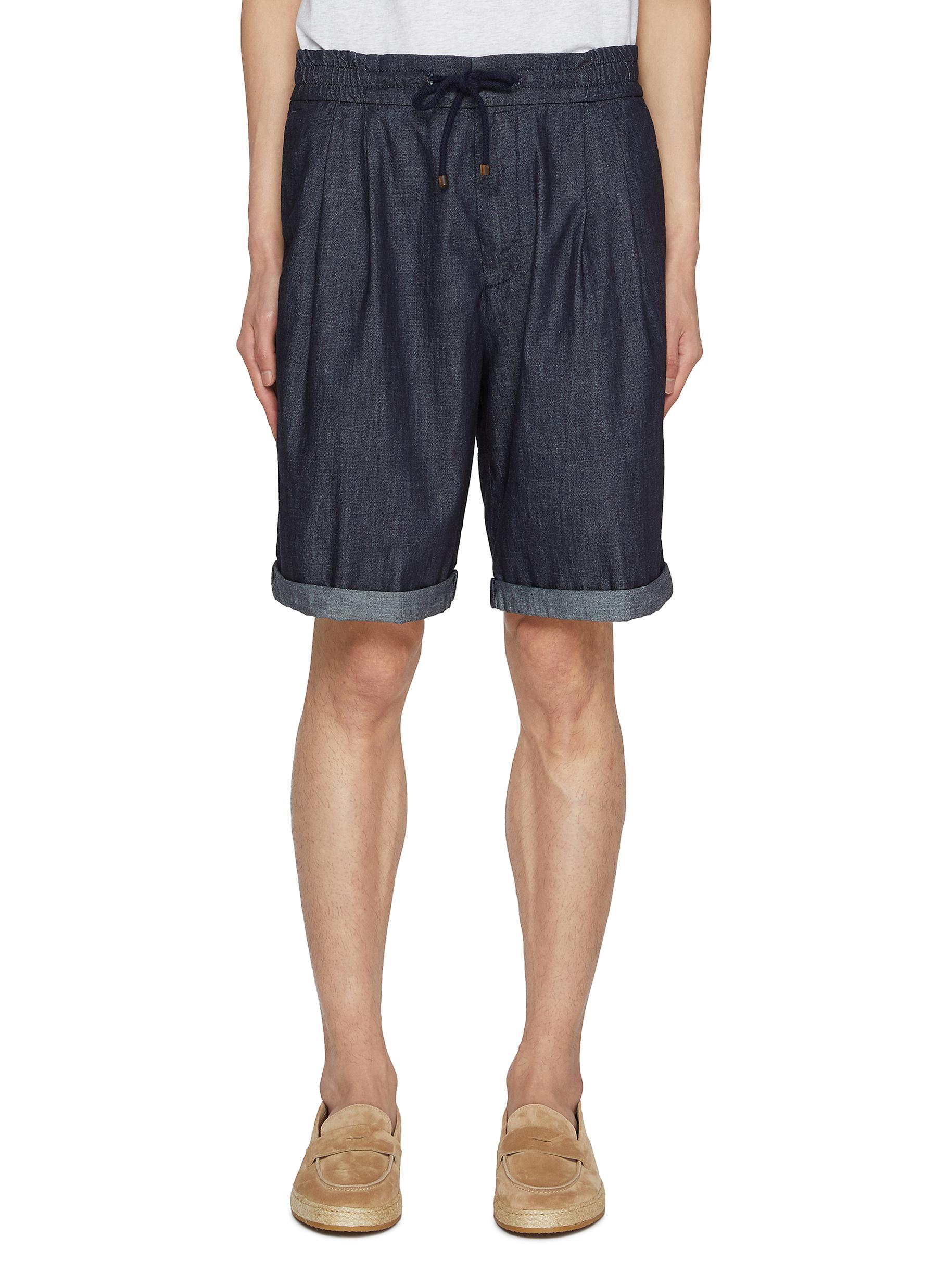 BRUNELLO CUCINELLI | Drawstring Dyed Denim Bermuda Shorts
