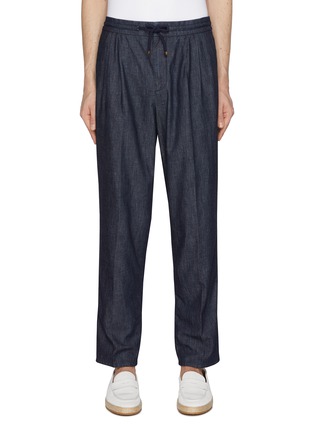 Main View - Click To Enlarge - BRUNELLO CUCINELLI - Drawstring Dyed Denim Harem Pants