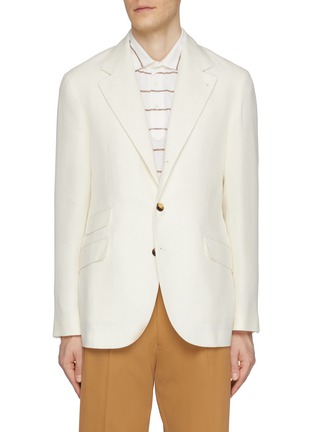 Main View - Click To Enlarge - BRUNELLO CUCINELLI - Single Breasted Linen Silk Wool Cotton Blazer