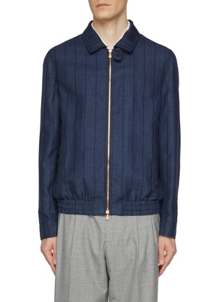 Main View - Click To Enlarge - BRUNELLO CUCINELLI - Water Resistant Wool Linen Silk Ramie Bomber Jacket