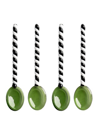 Main View - Click To Enlarge - &K AMSTERDAM - Duet Glass Spoon Set of 4 — Green