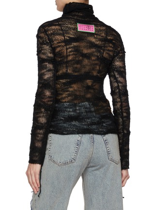 Back View - Click To Enlarge - MM6 MAISON MARGIELA - Numeric Logo Tap Turtleneck Sheer Mohair Top