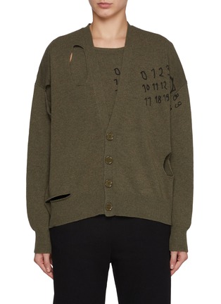 Main View - Click To Enlarge - MM6 MAISON MARGIELA - Cut Out Logo Print Cardigan