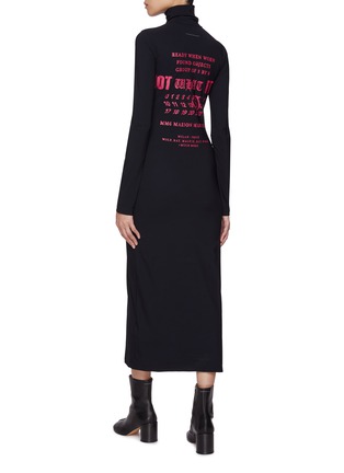 Back View - Click To Enlarge - MM6 MAISON MARGIELA - Numeric Logo Printed Turtleneck Jersey Maxi Dress