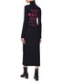 Back View - Click To Enlarge - MM6 MAISON MARGIELA - Numeric Logo Printed Turtleneck Jersey Maxi Dress