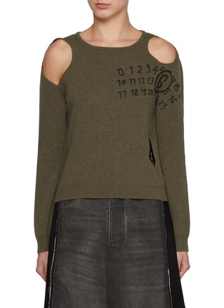 Main View - Click To Enlarge - MM6 MAISON MARGIELA - Cut Out Numerical Print Knit Top