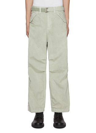 Main View - Click To Enlarge - SACAI - Dyed Effect Belted Cotton Straight Leg Cargo Pants