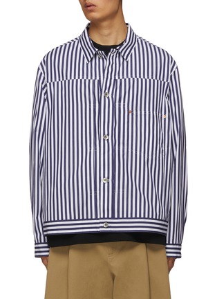 Main View - Click To Enlarge - SACAI - Waist Strap Cotton Poplin Overshirt