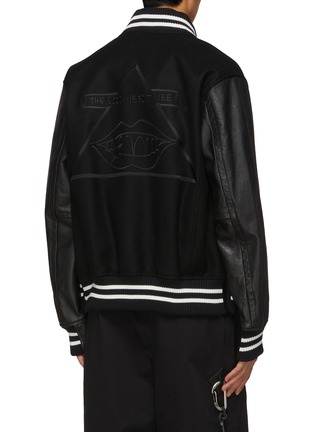 Back View - Click To Enlarge - SACAI - X Mark Gonzales Wool Leather Varsity Jacket