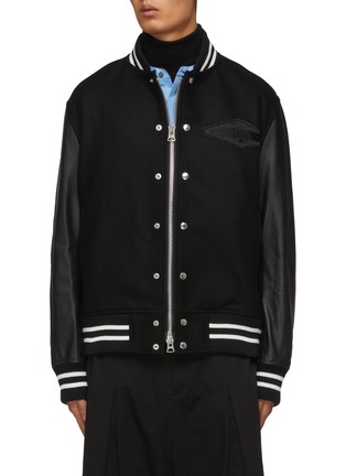 Main View - Click To Enlarge - SACAI - X Mark Gonzales Wool Leather Varsity Jacket