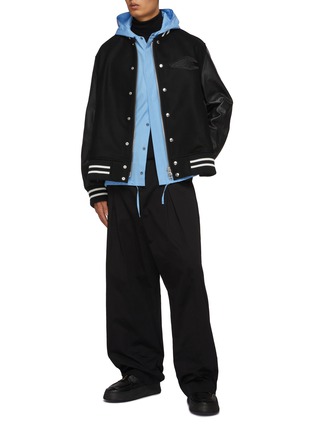 Figure View - Click To Enlarge - SACAI - X Mark Gonzales Wool Leather Varsity Jacket