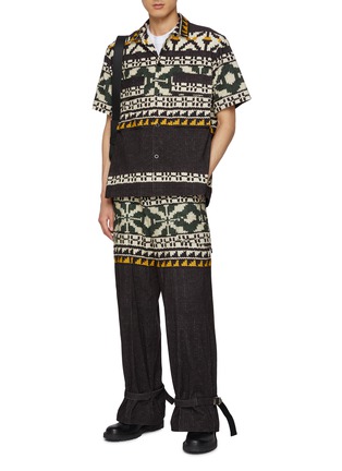 Figure View - Click To Enlarge - SACAI - Short Sleeve Fair Isle Cotton Shirt